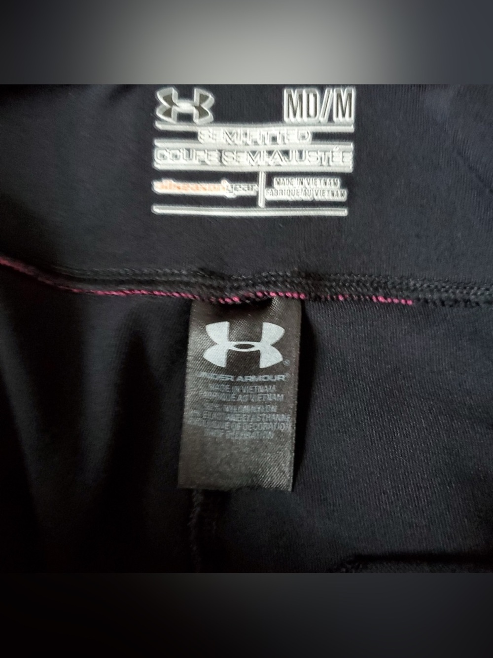 ❤️ Under Armor Medium Black Pink Leggings Yoga Pants Womens Workout Pilates (B3) - Picture 2 of 4